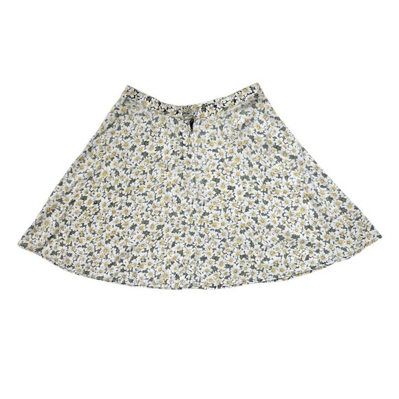 90s Vintage Daisy Floral Circle Mini Skirt Flower Print Flared Rayon Faded. - Picture 2 of 7